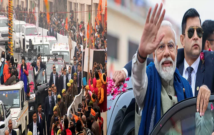 Prime Minister Modis Road Show In Ayodhya